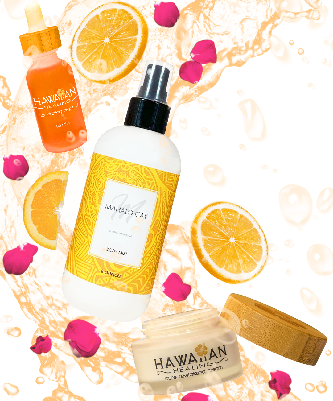 Nourishing and Flourishing | 50 Gram Cream | Nourishing Night Oil | Mahalo Cay Body Mist - Hawaiian Healing